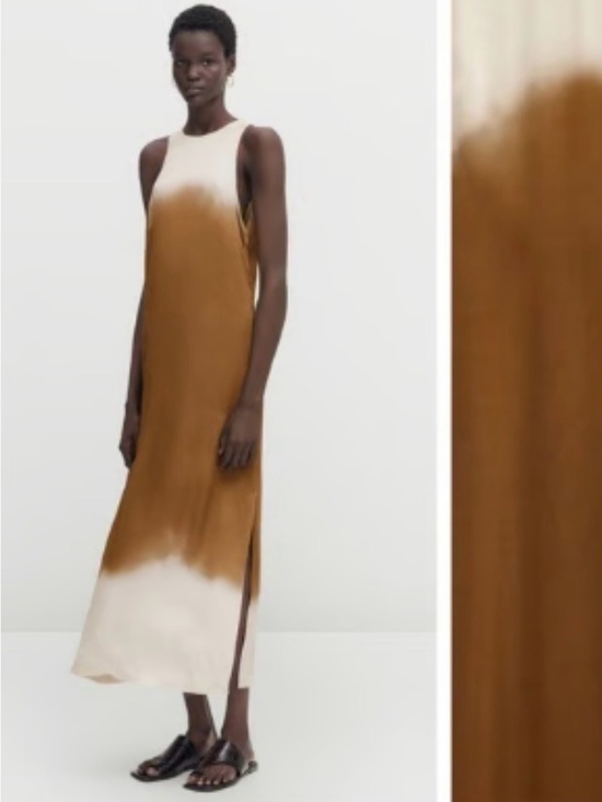 Massimo Dutti Dresses & Skirts - Massimo Dutti Sleeveless Ombre Satin Maxi Dress in Brown and Cream size 6
